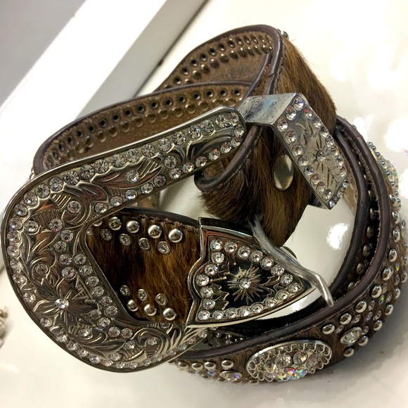 Cowhide Leather Bling Belt